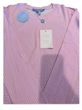 Hill House Pink Bubblegum Gingham Ivy Sleep Tee NWT Size Small Pajama Top